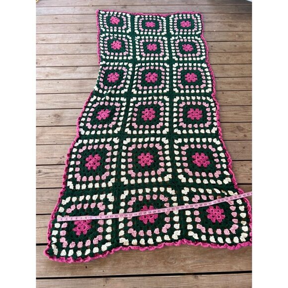 Crochet knitted afghan blanket multicolored - Picture 2 of 6